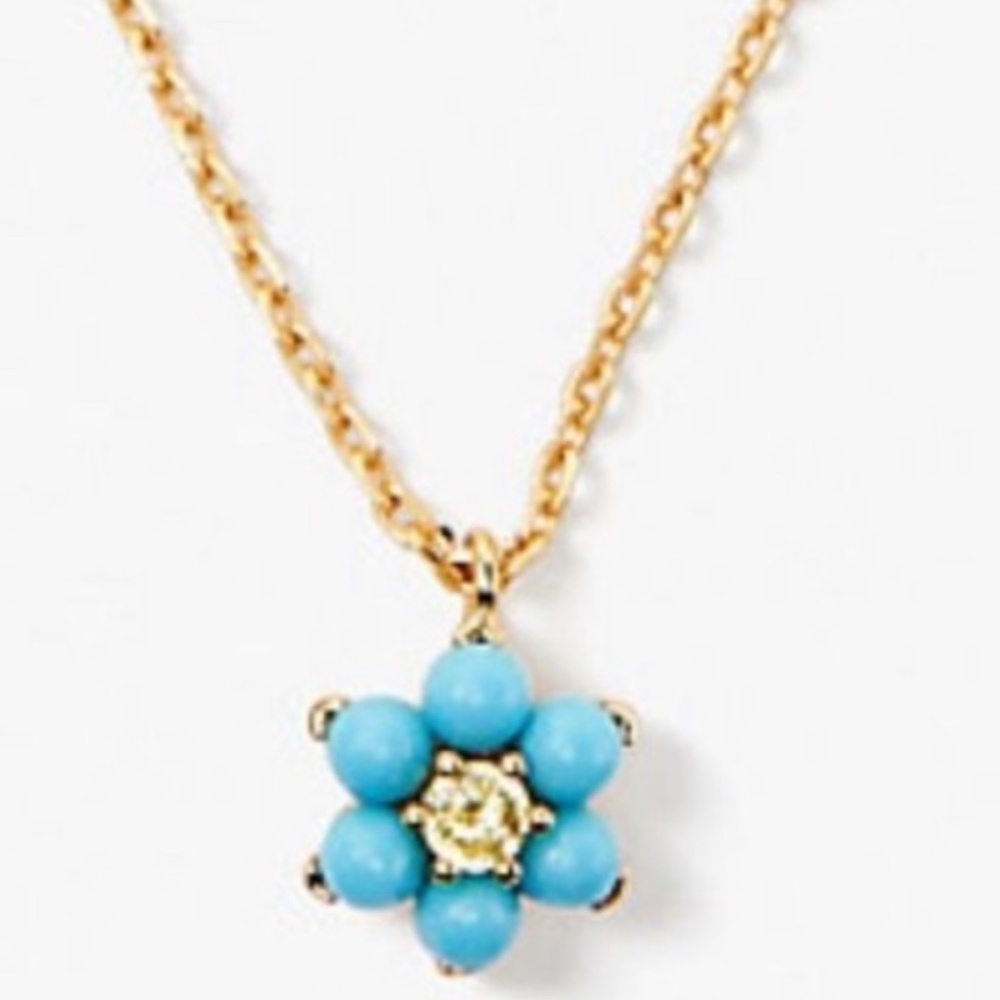 SOLD NEW Kate Spade Turquoise Flower Mini Pendant Necklace RARE